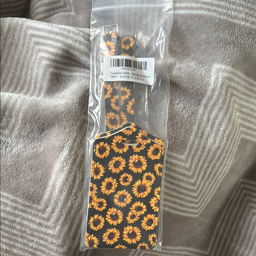 Sunflower Patterned Luggage Tag